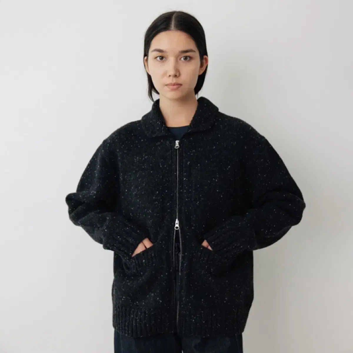 네세서리 집업가디건 4pockets zip-up knit cardigan